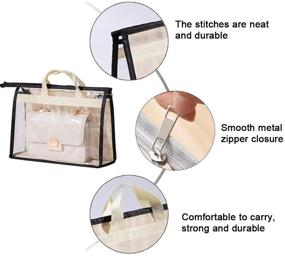 img 2 attached to Gcroet Handbag Storage 5 Pack: Transparent Anti-dust Purse Organizer Dust Cover Bags with Zipper & Handle for Space-Saving Hanging Closet Storage