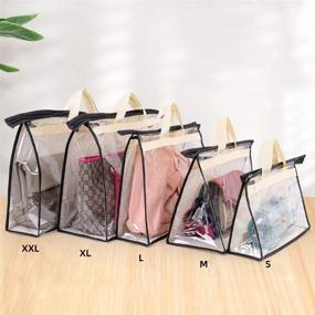 img 1 attached to Gcroet Handbag Storage 5 Pack: Transparent Anti-dust Purse Organizer Dust Cover Bags with Zipper & Handle for Space-Saving Hanging Closet Storage