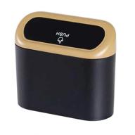 🗑️ portable hanging mini car trash can with lid - convenient garbage can for car, office, and home use (yellow)" logo