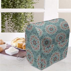 img 2 attached to 🌸 Lunarable Mandala Stand Mixer Cover - Oriental Pattern with Blooming Flowers: Organize and Protect Your Kitchen Appliance with Pockets - 6-8 Quarts Vermilion Turquoise