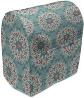 🌸 lunarable mandala stand mixer cover - oriental pattern with blooming flowers: organize and protect your kitchen appliance with pockets - 6-8 quarts vermilion turquoise logo