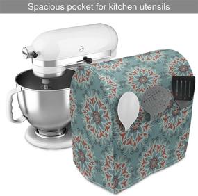 img 3 attached to 🌸 Lunarable Mandala Stand Mixer Cover - Oriental Pattern with Blooming Flowers: Organize and Protect Your Kitchen Appliance with Pockets - 6-8 Quarts Vermilion Turquoise