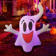 spooky and adorable: 4 ft height goosh halloween inflatable outdoor hanging cute 👻 ghost with led lights - ideal yard decoration for holiday, party, yard, and garden clearance! logo