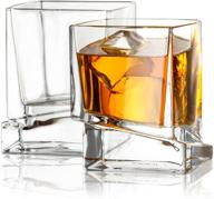 🥃 joyjolt carre square scotch glasses, crystal clear whiskey glasses, 10-ounce, perfect for bourbon and other liquors, set of 2 high-quality glassware logo