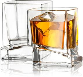 img 4 attached to 🥃 JoyJolt Carre Square Scotch Glasses, Crystal Clear Whiskey Glasses, 10-Ounce, Perfect for Bourbon and Other Liquors, Set of 2 High-Quality Glassware