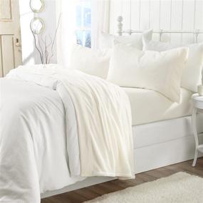 img 4 attached to 🛏️ Cozy Velvet Plush Sheet Set: Extra Soft Micro Fleece Bedding with Deep Pockets - Queen Size, White - Velvet Luxe Collection