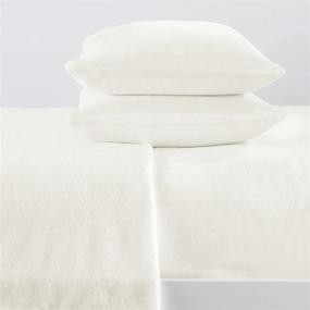 img 3 attached to 🛏️ Cozy Velvet Plush Sheet Set: Extra Soft Micro Fleece Bedding with Deep Pockets - Queen Size, White - Velvet Luxe Collection