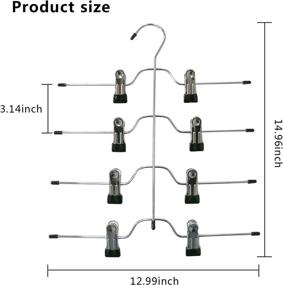 img 3 attached to Qzayihe Space Saving 4 Tier Skirt Hanger with Clips (4 Pack) - Efficient Metal Pants Hanger Clips for Organized Clothing - Multipurpose Non-Slip Trousers Hangers - Adjustable & Space-Friendly (Black)