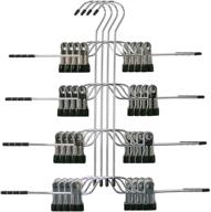 qzayihe space saving 4 tier skirt hanger with clips (4 pack) - efficient metal pants hanger clips for organized clothing - multipurpose non-slip trousers hangers - adjustable & space-friendly (black) логотип