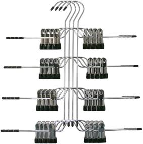 img 4 attached to Qzayihe Space Saving 4 Tier Skirt Hanger with Clips (4 Pack) - Efficient Metal Pants Hanger Clips for Organized Clothing - Multipurpose Non-Slip Trousers Hangers - Adjustable & Space-Friendly (Black)