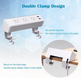 img 2 attached to 🔌 Настольная электророзетка Haylink Desk Power Strip: 3 розетки настольной розетки с портами USB | Монтажная зажимная защита от перенапряжения для края стола | Кабель продления длиной 6,5 фута (белый)