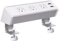 🔌 haylink desk power strip: 3 outlet desktop socket with usb ports | mountable desk edge clamp surge protector | 6.5ft extension cord (white) logo