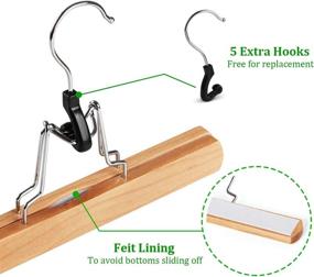 img 2 attached to Lemonfilter 12 Pack Wooden Pants Hangers with Clips: Non Slip, 360° Swivel Hook, for Skirts, Pants, Jeans, Slacks