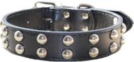 stylish and durable 1.2 inch wide leather dog collar with spikes and studs for medium to large breeds: haoyueer pitbull terrier logo