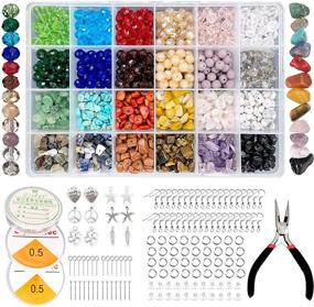 img 4 attached to Jewelry Making Kit with Crystal Beads Assortment - Briolette Glass and Gemstone Beads, Wire Ring Making Kit, Jewelry Supplies for Necklaces, Earrings, Bracelets - Beads Kit for Adult Crafts