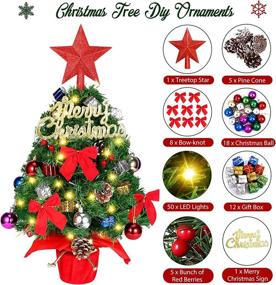 img 2 attached to 🎄 YUNLIGHTS 22&#34; Artificial Mini Tabletop Christmas Tree - Small Prelit Desktop Xmas Tree, Battery Operated with LED String Lights and DIY Kits, Ideal for Christmas Decorations