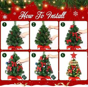 img 1 attached to 🎄 YUNLIGHTS 22&#34; Artificial Mini Tabletop Christmas Tree - Small Prelit Desktop Xmas Tree, Battery Operated with LED String Lights and DIY Kits, Ideal for Christmas Decorations