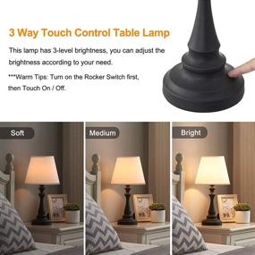 img 3 attached to Touch Table Lamps for Bedrooms Set of 2: Small Bedside Lamps 🛋️ with 3 Way Dimmable Function - Perfect for Living Room and Christmas Decorations
