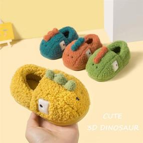 img 3 attached to 🦖 Dinosaur Toddler Bedroom Slippers for Boys - PJZHJ Shoes