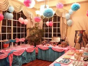 img 1 attached to Gender Reveal Party Decor Kit - Pink Blue Gold Confetti Balloons, Pom Poms, Banner, Paper Lanterns, Tassel Garland - Boy or Girl Gender Reveal Decorations