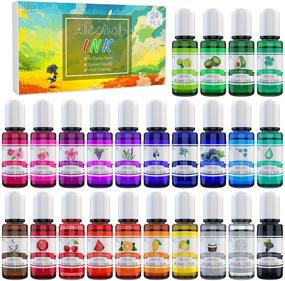 img 4 attached to 🎨 Alcohol Ink Set - 24 Vibrant Colors for Resin Petri Dish Making, Epoxy Resin Painting - Concentrated Alcohol Paint Color Dye for Resin Art, Tumbler Making, Painting - 24 x 10ml/.35oz