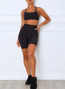 img 3 attached to 🐆 Sidefeel Women's Leopard Print Workout Set: High Waist Bike Shorts & Sport Bra for Yoga, Gym Clothes