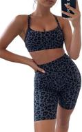 🐆 sidefeel women's leopard print workout set: high waist bike shorts & sport bra for yoga, gym clothes logo