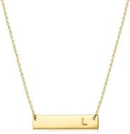 momol initial pendant necklace: 18k gold plated stainless steel bar necklace for women girls - dainty delicate personalized name letter necklace, simple & elegant logo