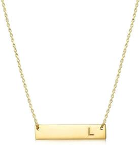 img 4 attached to MOMOL Initial Pendant Necklace: 18K Gold Plated Stainless Steel Bar Necklace for Women Girls - Dainty Delicate Personalized Name Letter Necklace, Simple & Elegant