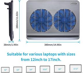 img 1 attached to 🖥️ Coolertek Gray Laptop Cooling Pad with USB Powered Cooler, Dual Silent Fans, Adjustable Non-Slip Laptop Stand, Dual USB 2.0 Ports, Fits 11-17 Inch Notebook (N2)
