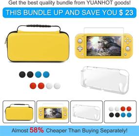 img 3 attached to 🎮 Switch Lite Accessories Kit: Ultimate Bundle with Carrying Case, TPU Protective Cover, Screen Protector, and Thumb Grips - Vibrant Yellow Edition