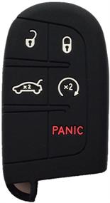 img 2 attached to 🔑 Silicone Rubber Keyless Remote Holder Skin for JEEP FIAT DODGE Smart Remote Key Case - Black Key Cover Jacket Case