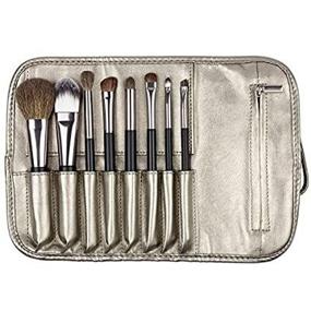 img 3 attached to 💄 Matto Travel Makeup Brushes - 8-Piece Brush Set with Travel Pouch Bag - Includes 5 Natural Goat Hair and 3 Synthetic Fiber Makeup Brushes