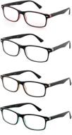 👓 vintage rectangular spring hinge reading glasses set of 4 for men and women by jm logo