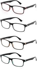 img 4 attached to 👓 Vintage Rectangular Spring Hinge Reading Glasses Set of 4 for Men and Women by JM