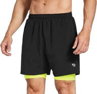 🏃 baleaf men's 2 in 1 athletic running shorts: quick dry, zipper pocket, 5" lined workout shorts logo