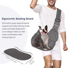 img 2 attached to 🐾 Comfortable Pet Sling Carrier - SlowTon Hard Bottom Support Small Dog Papoose Sling with Adjustable Padded Shoulder Strap, Hand Free Puppy Cat Carry Bag, Drawstring Opening, Zipper Pocket, and Safety Belt