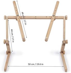 img 3 attached to 🪡 Organic Beech Wood Needlework Table and Lap Hands-Free Stand: Scroll Frame/Hoop Holder for Tapestry, Cross Stitch, and Embroidery Frame