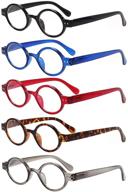 👓 joschoo 5 pack retro round reading glasses: mini small comfortable readers for women & men - discover stylish and practical eyewear! logo