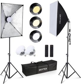 img 4 attached to 📸 Softbox Lighting Kit - skytex Continuous Photography Lighting Kit with 2x20x28in Soft Box, 2X 85W 2700-6400K E27 LED Bulb for Camera Shooting and Video Recording - Photo Studio Lights Equipment