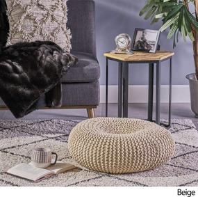 img 2 attached to 🛋️ Christopher Knight Home Truda Knitted Cotton Donut Pouf, Beige: Cozy and Stylish Seating for Any Space