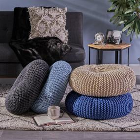 img 1 attached to 🛋️ Christopher Knight Home Truda Knitted Cotton Donut Pouf, Beige: Cozy and Stylish Seating for Any Space