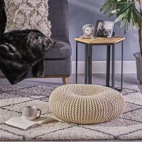 img 3 attached to 🛋️ Christopher Knight Home Truda Knitted Cotton Donut Pouf, Beige: Cozy and Stylish Seating for Any Space