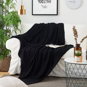 img 2 attached to Cozy Black Cotton Cable Knit Throw Blanket for 🛋️ Home Décor - 2.5lbs, 50x60 Inch - Bonus Laundering Bag Included