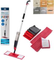 🧹 simpli-magic sanitizing cleaning kit with 5 microfiber cloths, 2 mop heads - black/red logo