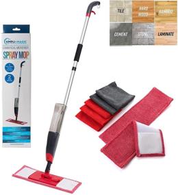 img 4 attached to 🧹 Simpli-Magic Sanitizing Cleaning Kit with 5 Microfiber Cloths, 2 Mop Heads - Black/Red