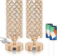 🌟 set of 2 ganiude crystal 3-way dimmable touch control table lamps with dual usb charging ports - nightstand gold light fixtures, elegant decorative bedside desk lighting for living room, bedroom (led bulbs included) logo