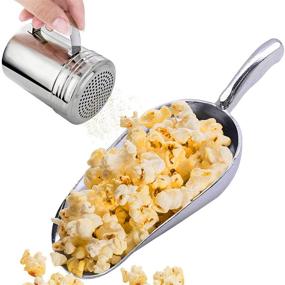 img 4 attached to 🍿 CUSINIUM 1-12oz Aluminum Popcorn Scoop Set with Popcorn Salt Shaker Dredge - Perfect for Small Popcorn Machine