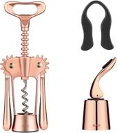 набор для открывания вина owo из нержавеющей стали с покрытием rosegold - заводной штопор с ножом для срезки фольги, пробками для кухни, ресторанов, замков и баров. логотип