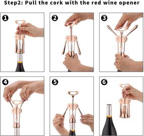 img 1 attached to Набор для открывания вина OWO из нержавеющей стали с покрытием RoseGold - заводной штопор с ножом для срезки фольги, пробками для кухни, ресторанов, замков и баров.